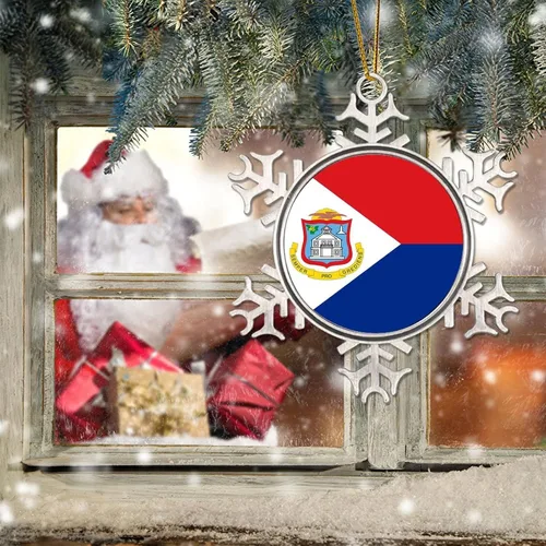 Vista 6 de Bandera de San Martín, adornos decorativos para colgar, bandera nacional, silueta de San Martín, decoración del árbol de Navidad, recuerdo de metal