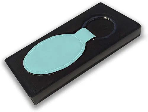 Vista 2 de LaserGram Llavero ovalado, tapa de graduación de clase 2024, 2025, 2026, 2027, grabado personalizado incluido, verde azulado, Mediana