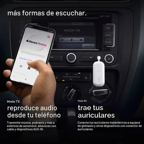 Vista 5 de Twelve South AirFly Pro Adaptador Transmisor/Receptor Bluetooth Inalámbrico para 2 Auriculares, Compartir Audio, Compatible con Jack Auxiliar
