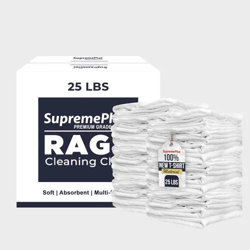 Vista 13 de Tejido Blanco Premium (Palé de 600 libras - Caja de 60x10 libras de Trapos) Trapos de Limpieza de Tela de Camiseta de Algodón - Paños de Limpieza