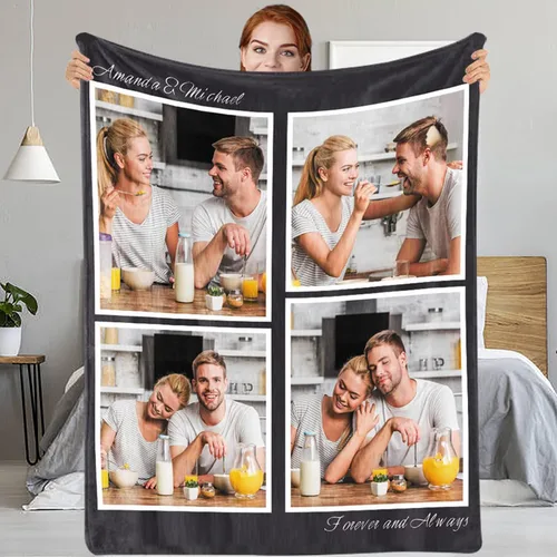 Vista 11 de Regalos personalizados para parejas: manta personalizada con fotos, manta personalizada con fotos, regalos de cumpleaños para novio, novia, esposa