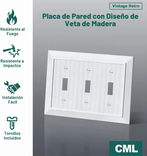 Vista 2 de CML Classic - Placa de pared para interruptor de luz de palanca de 3