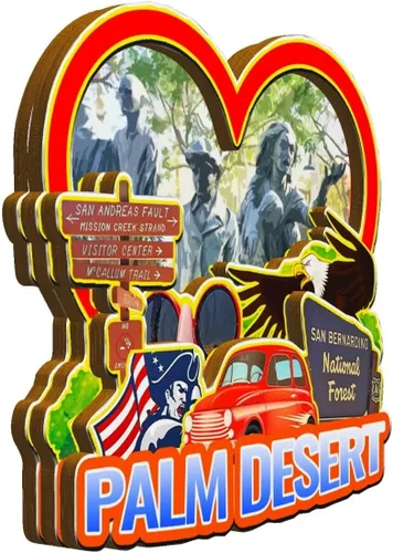Vista 2 de Imán de madera para nevera de Palm Desert California, Estados Unidos, monumentos en 3D, decoración de recuerdos coleccionables, de viaje, hecho a