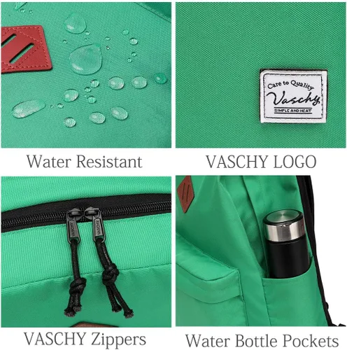Vista 4 de VASCHY - Mochilas para uso diario de mujer, verde, Mediana