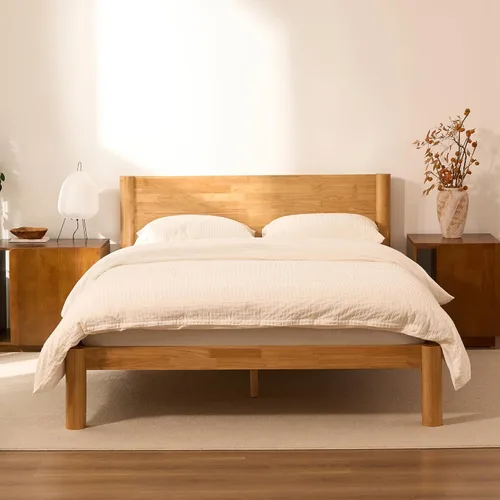 Vista 9 de FLEXISPOT Hako - Marco de cama de carpintería japonesa G2, cama de plataforma Queen de madera de caucho maciza, certificado IAS y SGS