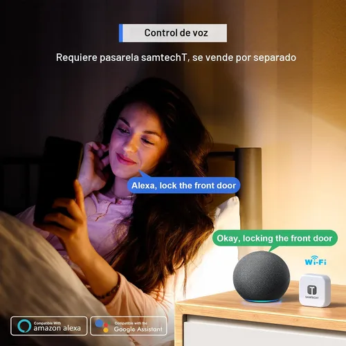Vista 6 de Cerradura inteligente de huellas dactilares Bluetooth con mango y teclado. Se adapta a la mayoría de puertas de EE. UU., instalación de bricolaje