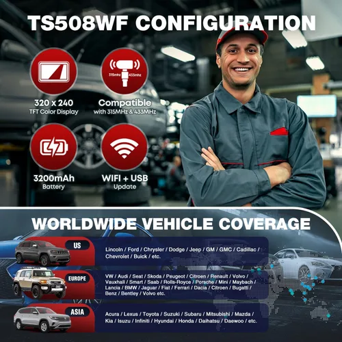 Vista 8 de Autel MaxiTPMS TS508WF KIT, herramienta de programación WiFi TPMS 2026 con 4 sensores TPMS MX-315+433Mhz, hasta TS601 TS508 TS501 PRO, activación