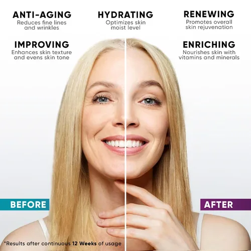 Vista 3 de Crema de colágeno para cara, cuello y escote, hidratante facial antienvejecimiento para mujeres con ácido hialurónico, vitamina E, fabricada