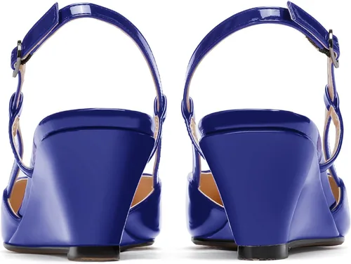 Vista 4 de WAYDERNS Zapatos de tacón bajo de cuña con hebilla sólida y puntera cuadrada para mujer de 2 pulgadas