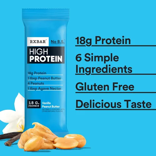 Vista 9 de RXBAR Barras altas en proteínas, 0.63 oz de proteína, sin gluten, aperitivos de proteínas, mantequilla de maní y vainilla (6 cajas, 30 barras)