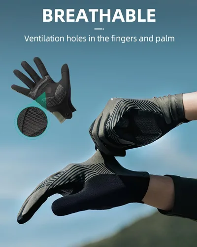 Vista 5 de ROCKBROS Guantes de ciclismo Guantes antideslizantes de dedo completo para ciclismo de carretera MTB para montar, correr, senderismo, deportes al