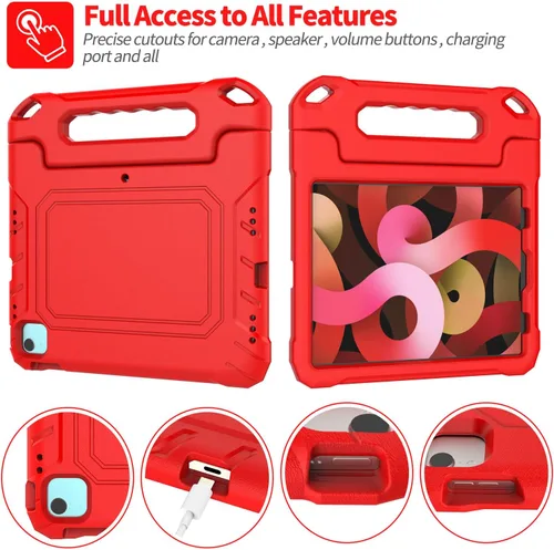 Vista 6 de Funda infantil para iPad Air de 5ª/4ª generación 2022/2020, iPad Pro 11 2021/2020/2018 con protector de pantalla integrado, asa portátil, funda a