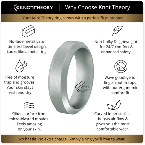 Vista 20 de Knot Theory - Anillo de boda de silicón para hombres y mujeres Anillos de goma finos de calidad superior con gran estilo, comodidad; son ideales