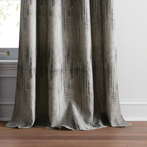 Vista 3 de DKNY Basalto Jacquard - Cortinas de oscurecimiento de habitación para sala de estar, par de paneles con ojales, 63 pulgadas, negro/plateado