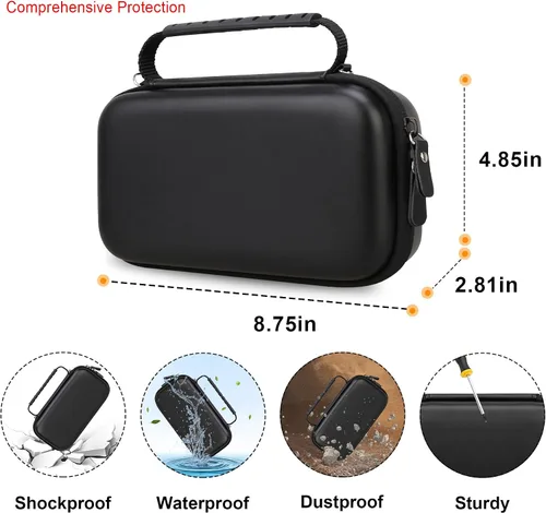 Vista 3 de Elonbo Estuche de transporte para inhalador de asma, espaciador de inhalador para niños y adultos, máscaras, soporte para inhalador, bolsa Negro