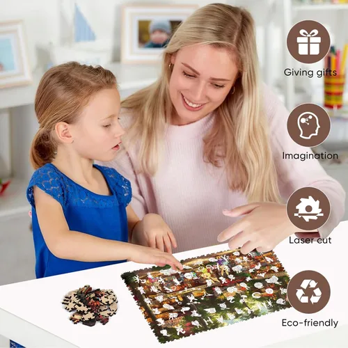 Vista 4 de Mys Aurora Rompecabezas de Pascua para adultos, 200 piezas de Bunny Store, rompecabezas de madera de forma única, regalo educativo para niños