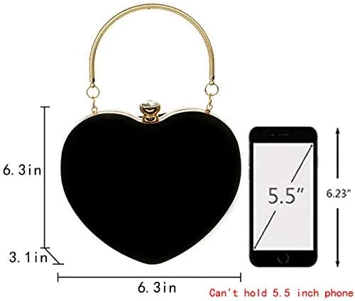 Vista 2 de Goclothod Bolso de mano con forma de corazón para mujer, bolso de hombro de terciopelo