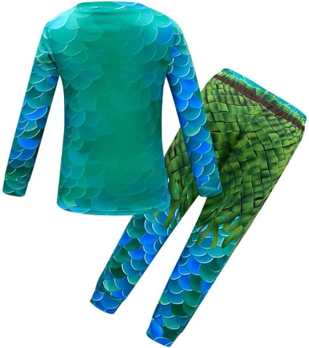 Vista 2 de Lito Angels Disfraz de monstruo marino de Halloween para niños, trajes de fiesta con máscara de cabeza, enteroconjunto de ropa