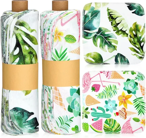Vista 39 de Redbaker 50 piezas de toallas de papel reutilizables, paños de algodón reutilizables sin papel, toallas de papel absorbentes lavables