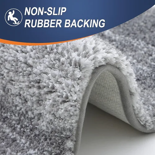 Vista 5 de OLANLY Alfombra de baño y aseo en forma de U, tamaño 70 x 24 pulgadas, juego de alfombras de baño de 30 x 20 + 24 x 20 pulgadas, color gris, paquete