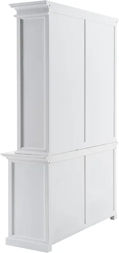 Vista 5 de NovaSolo Halifax - Mueble para buffet de madera maciza de caoba con 8 estantes en color blanco