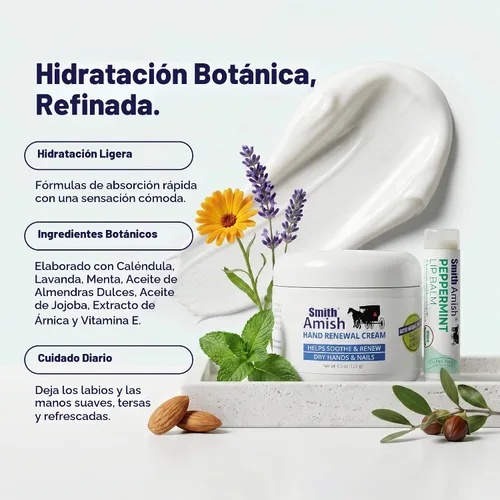 Vista 6 de Smith Amish Crema renovadora de manos 4.5 onzas + bálsamo labial orgánico
