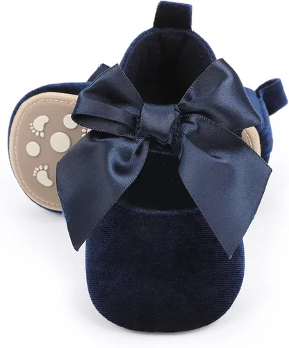 Vista 3 de HULYKA Mary Jane - Zapatos planos de goma antideslizantes para recién nacidos zapatos de vestir de princesa para niños pequeños