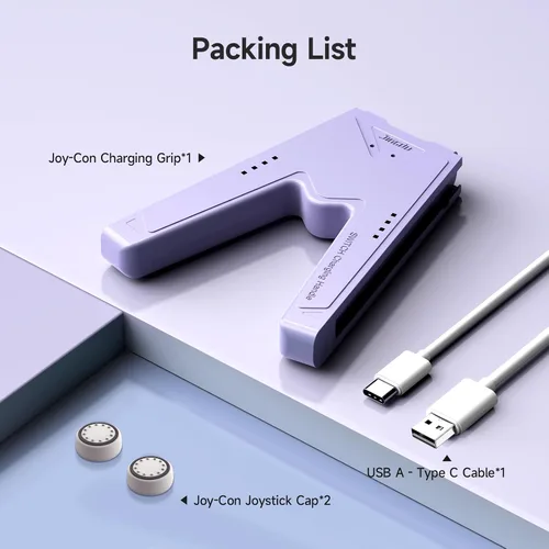 Vista 6 de JINGDU Switch Joy-Con - Empuñadura de carga compatible con Nintendo Switch estándar y modelo OLED, cargador de controlador Switch JoyCon con cable