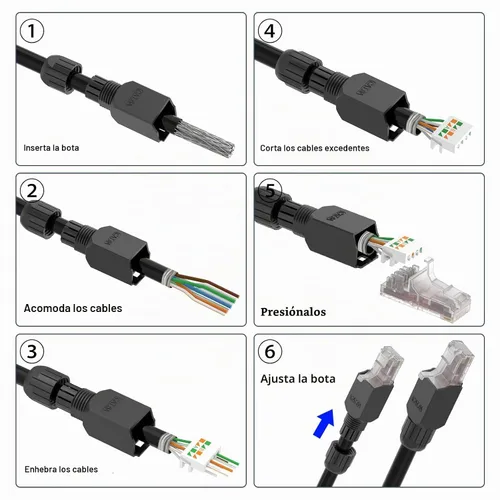 Vista 7 de VCELINK Conector RJ45 Cat6 sin herramientas, paquete de 6, chapado en oro