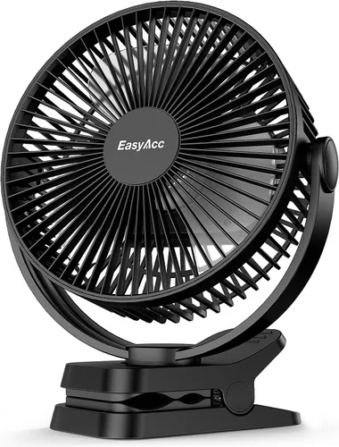 Vista 8 de EasyAcc Ventilador de escritorio turbo pequeño de 6000 mAh, máximo 24 horas de tiempo de trabajo, potente flujo de aire de 16 pies, ventilador