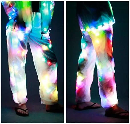 Vista 4 de Chaqueta de béisbol para hombre y mujer con luz LED para rave pantalones de béisbol sudaderas con capucha para deportes disfraz de fiesta de Navidad