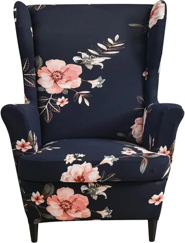 Vista 19 de NILUOH Funda para silla Wingback, 2 piezas, fundas elásticas de elastano para silla con respaldo de ala, funda lavable para sillones con respaldo