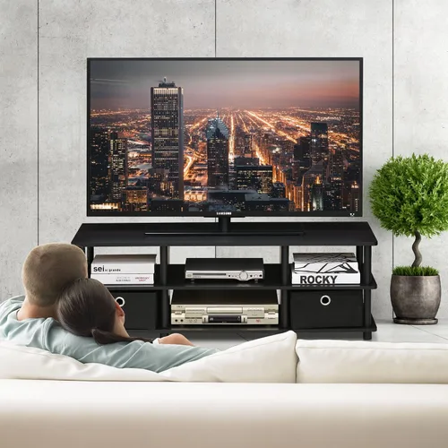 Vista 14 de Furinno 11191BK THE Centro de Entretenimiento Soporte para TV, Negro