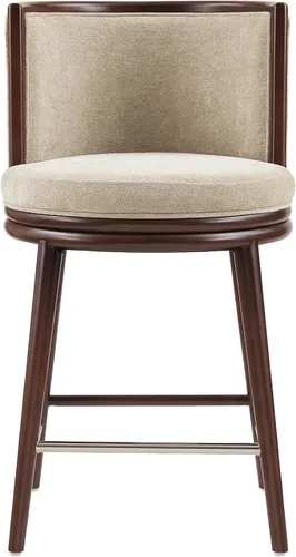 Vista 20 de Manhattan Comfort Taburete tapizado de madera moderno Evalyn Crema