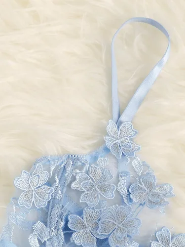 Vista 3 de Floerns Conjunto de lencería sexy con encaje y tanga para mujer