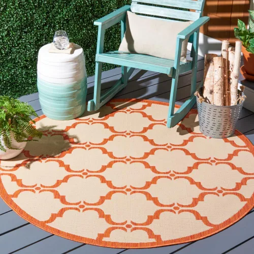 Vista 31 de SAFAVIEH Alfombra lavable al aire libre Courtyard Collection - 9 x 12 pies, beige y terracota, no desprende pelusa y fácil limpieza, ideal