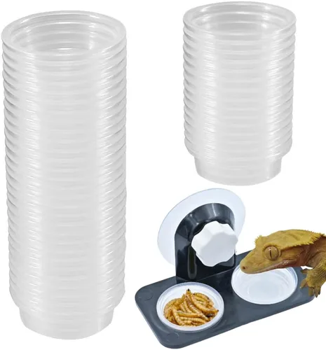 Vista 9 de Repisa de alimentación de Gecko con cresta [ventosa], con 10 tazas de acero inoxidable para alimentos de 0.5 onzas, cuencos de comida para reptiles