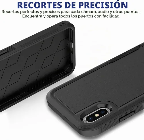 Vista 6 de Funda para iPhone X/iPhone Xs: funda protectora de doble capa resistente para teléfono celular, a prueba de golpes, resistente, con protector