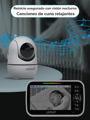 Vista 5 de UKSUP SM663V2 Monitor de bebé con 2 cámaras, monitor de video de 5 pulgadas con giro e inclinación remotos, zoom 2X, visión nocturna automática