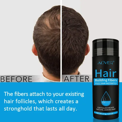 Vista 4 de ELAIMEI Fibras de cabello negro para cabello fino, fórmula natural, polvo sin perfume, negro, unisex, adultos, hombres y mujeres