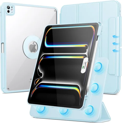 Vista 14 de SPARIN Funda para iPad mini 7 A17 Pro 2024/iPad Mini 6 2021 de 8.3 pulgadas, cubierta magnética desmontable, soporte vertical/horizontal con soporte
