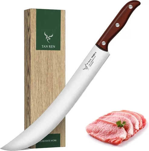 Vista 10 de TAN REN Juego de 3 Cuchillos de Carnicero para Cortar Carne, Cuchillos Cuchillas de Carnicero Forjados a Mano con Mango de Madera, Juego de Juego