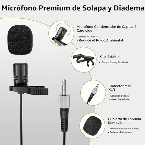Vista 7 de TONOR Sistema de Micrófonos Inalámbricos con Auriculares UHF/Micrófonos de Solapa Lavalier, Transmisor Corporal, Receptor, 4 x 10 Canales, Alcance
