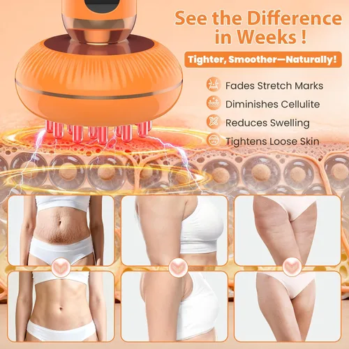 Vista 6 de Máquina para esculpir el cuerpo 4 en 1 - Masajeador de drenaje linfático de mano con luz roja, vibración y calor para linfedema lipedema