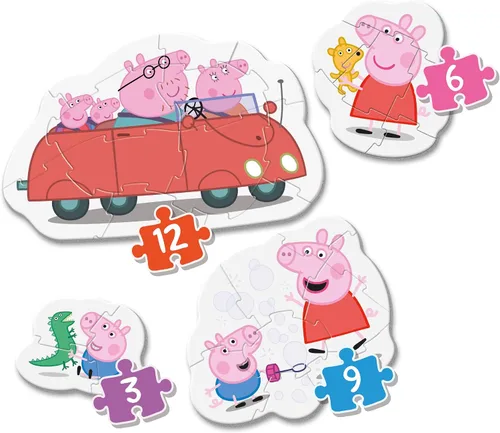 Vista 2 de Clementoni 20829, Peppa Pig My First Puzzles para niños pequeños, 3+6+9+12 piezas, a partir de 2 años