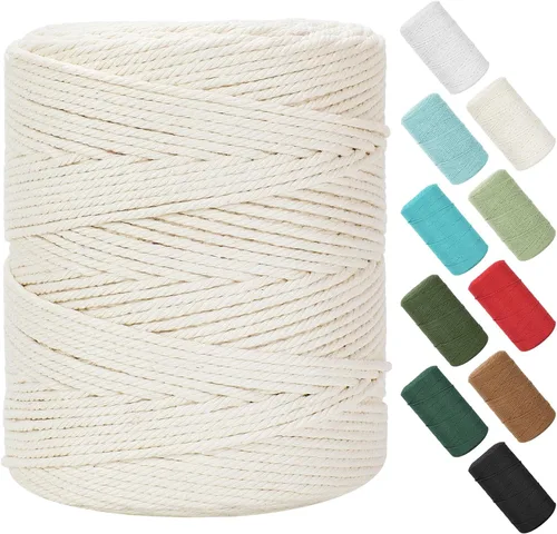 Vista 18 de Cuerda de macramé de 0.079 in x 220 yardas (656 pies), cuerda de algodón natural para colgar en la pared, ganchos de plantas, manualidades Verde