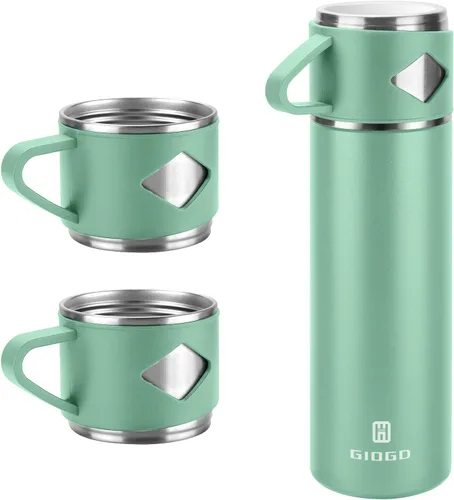Vista 30 de Termo de acero inoxidable 500ml/16.9oz botella aislada al vacío con taza para café, bebidas calientes y bebidas frías, cantimplora de agua.