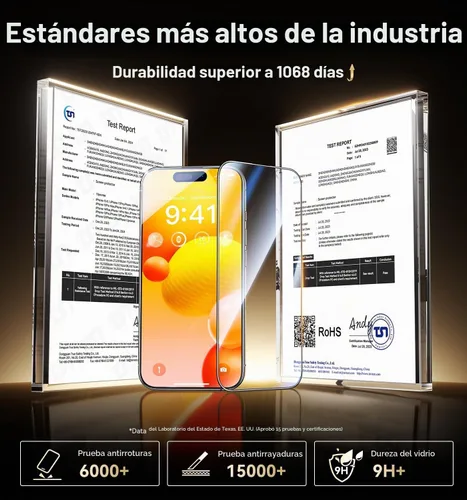 Vista 3 de Opxyl Protector de pantalla de privacidad de vidrio 9H+ para iPhone 15 Pro Max [Protección confiable de privacidad de 25°]