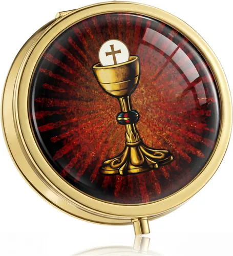 Vista 8 de Weysat Pyx para la Comunión Anfitrión Católico Oro Pescado, Pez