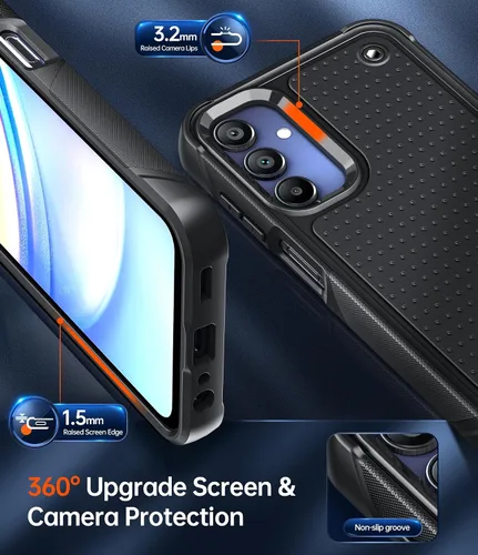 Vista 5 de LeYi Funda para teléfono Galaxy A15-5G: A15 5G Funda con protector de pantalla de vidrio, resistente a prueba de golpes de doble capa protectora